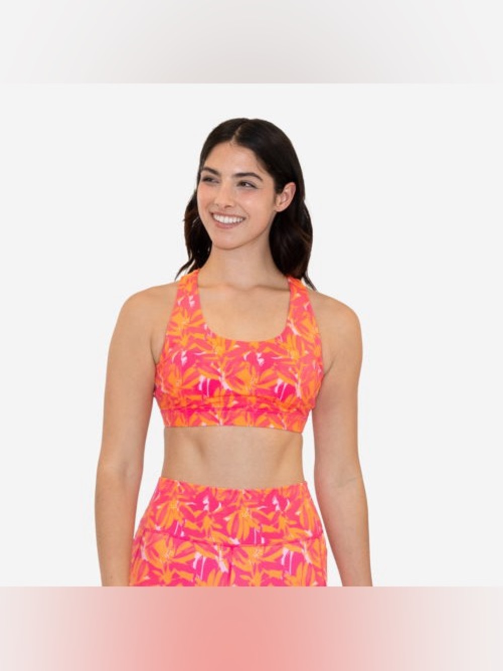 Avia Pink & Orange Tropical-Print Sports Bra